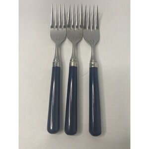 Stanley Roberts Spectrum Navy Blue Stainless 6 3/4" Salad Forks Lot Of 3